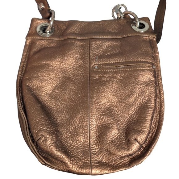 B Makowsky Metallic Copper Y2K Soft Leather Cross Body Purse